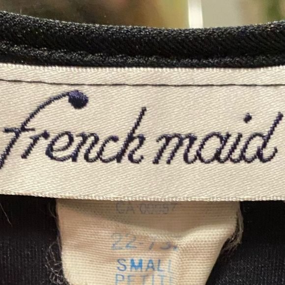 French Maid Vintage Lingerie Black Satin Romper Jumpsuit - Picture 3 of 5